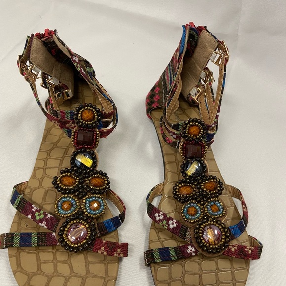 Beaded Gladiator Flat Sandals - Picture 2 of 3